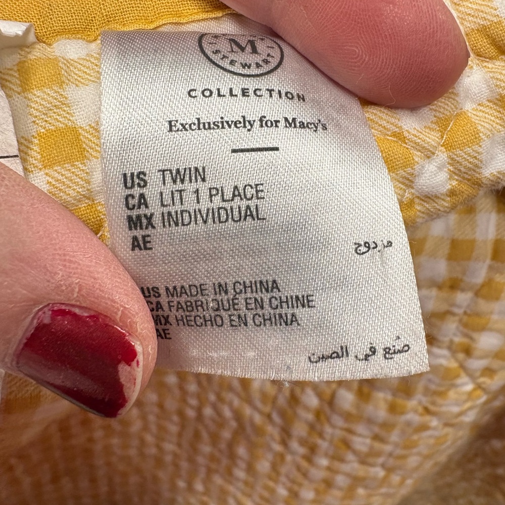 Vintage Martha Stewart Twin Quilt Yellow Roses Reversible Yellow Checker Pattern - Picture 9 of 11